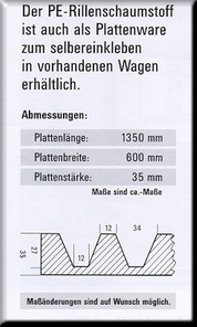 Rillenschaumstoff 100mm als Plattenware