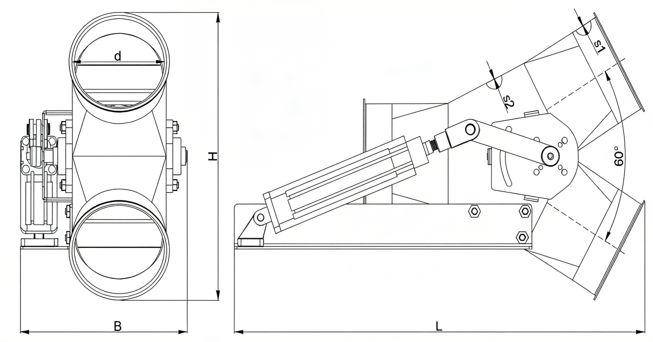 Umschaltweiche Hose 30° pneumatisch