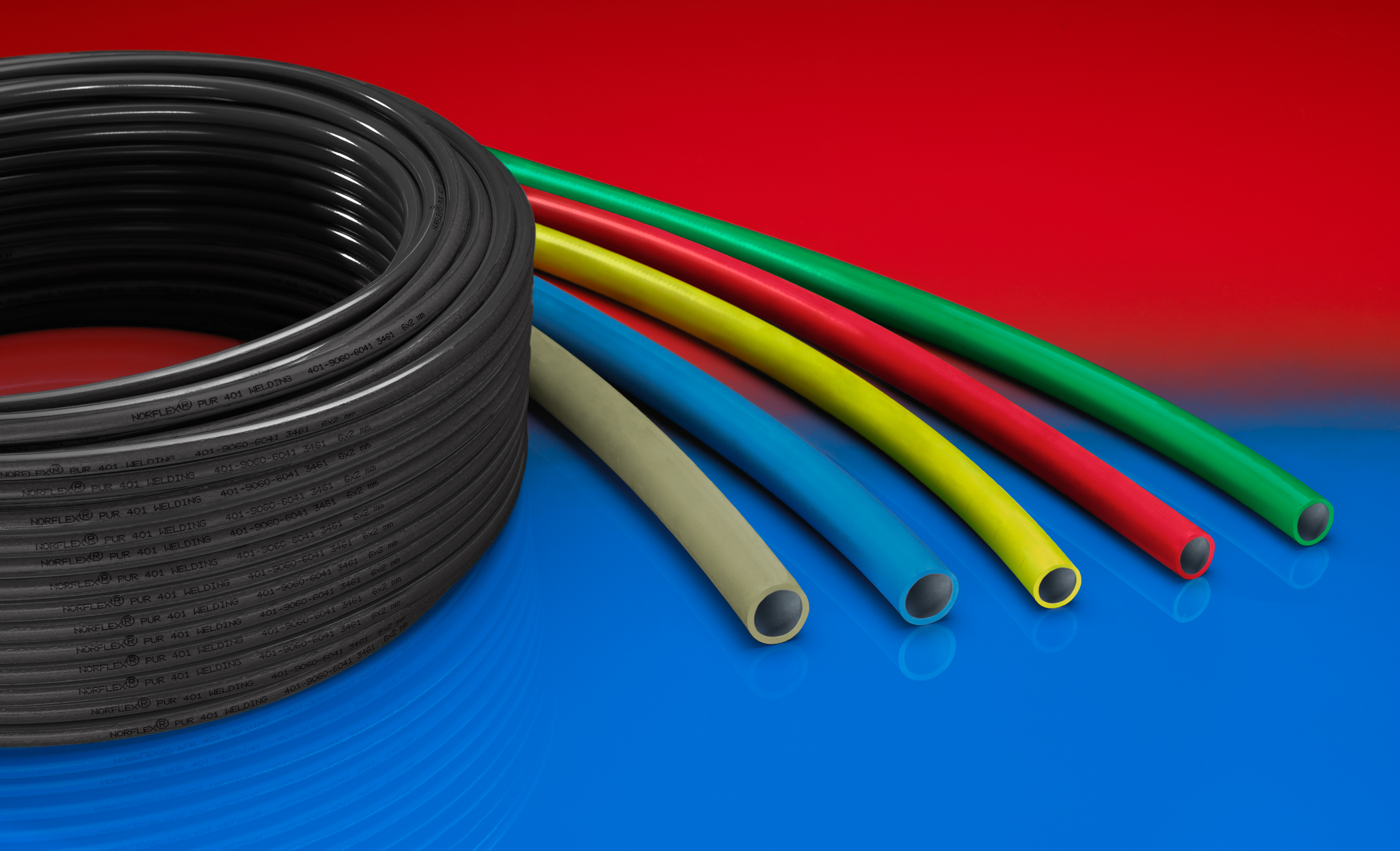 NORFLEX® PUR 401 WELDING Blau Schwerentflammbarer Polyurethanschlauch, bei Funkenflug und Schweißspritzern